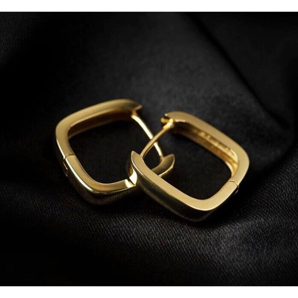 18k Yellow Gold Square Shaped Hoop Earrings, 2.5g 18k Yellow Gold Hoop Earrings