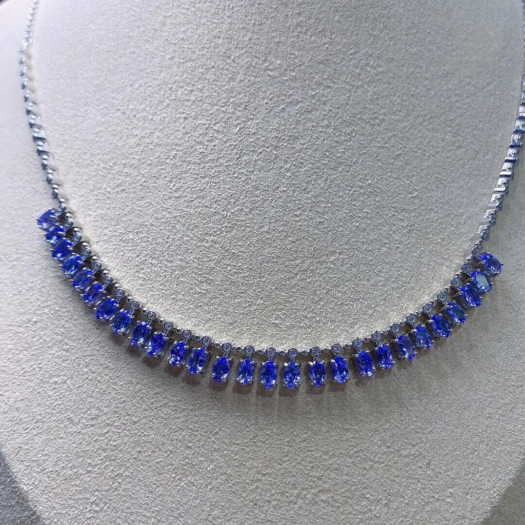 Natural Purple Tanzanite Statement Charm Necklace, Tanzanite Charm Necklace