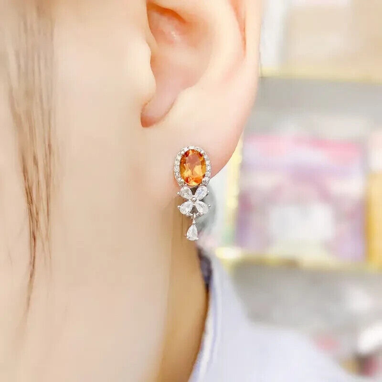 Natural Citrine Banquet Earrings 5x7mm, Citrine Earrings