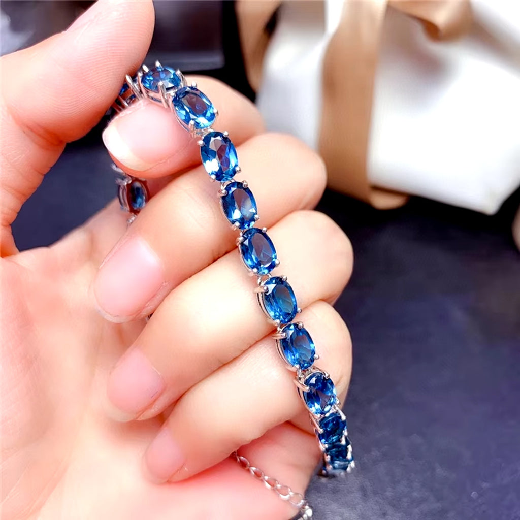London Blue Topaz Tennis Bracelet 5x7mm VVS1 Grade