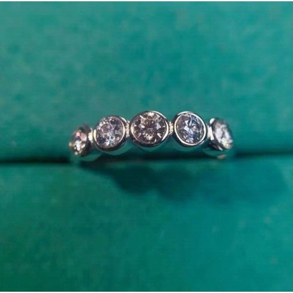 VVS1 Gray Moissanite Ring Bezel Setting 925 Sterling Silver Moissanite Ring