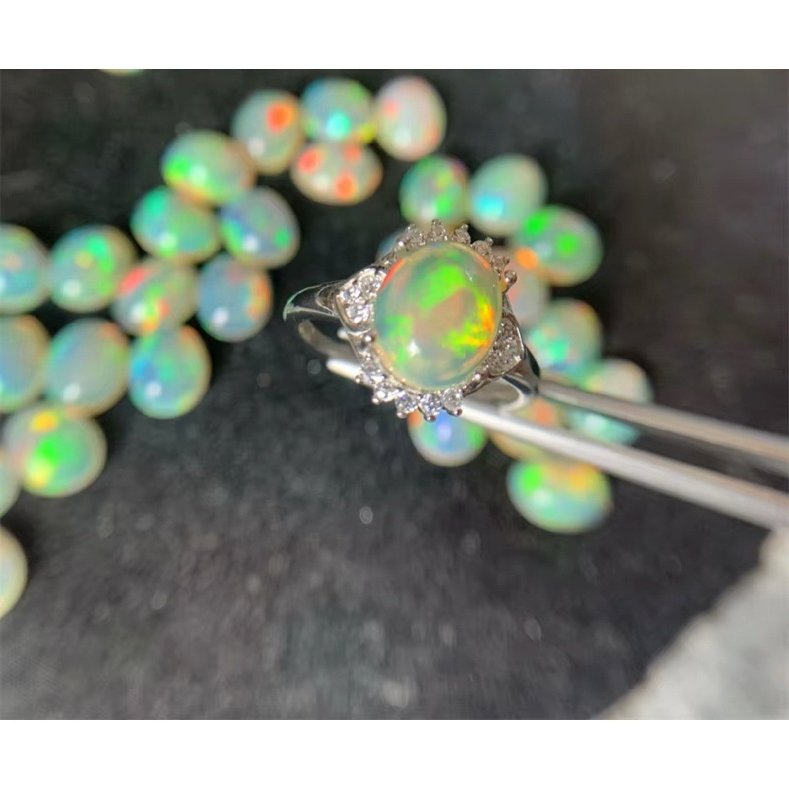 Natural Fire Opal Ring, Genuine Fire Opal Ring Sterling Silver 8x10mm