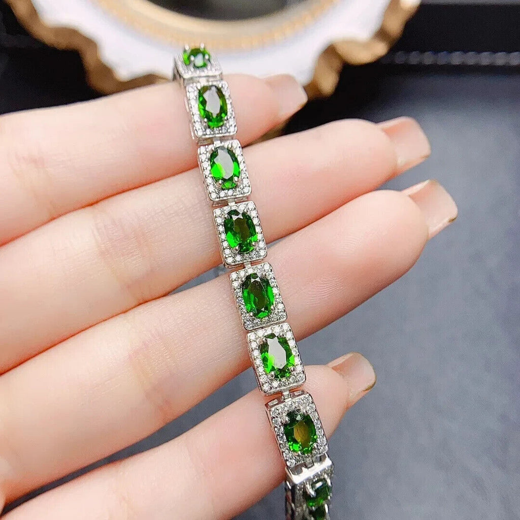 Chrome Diopside Tennis Bracelet, Oval Cut 4x6mm Chrome Diopside Bracelet