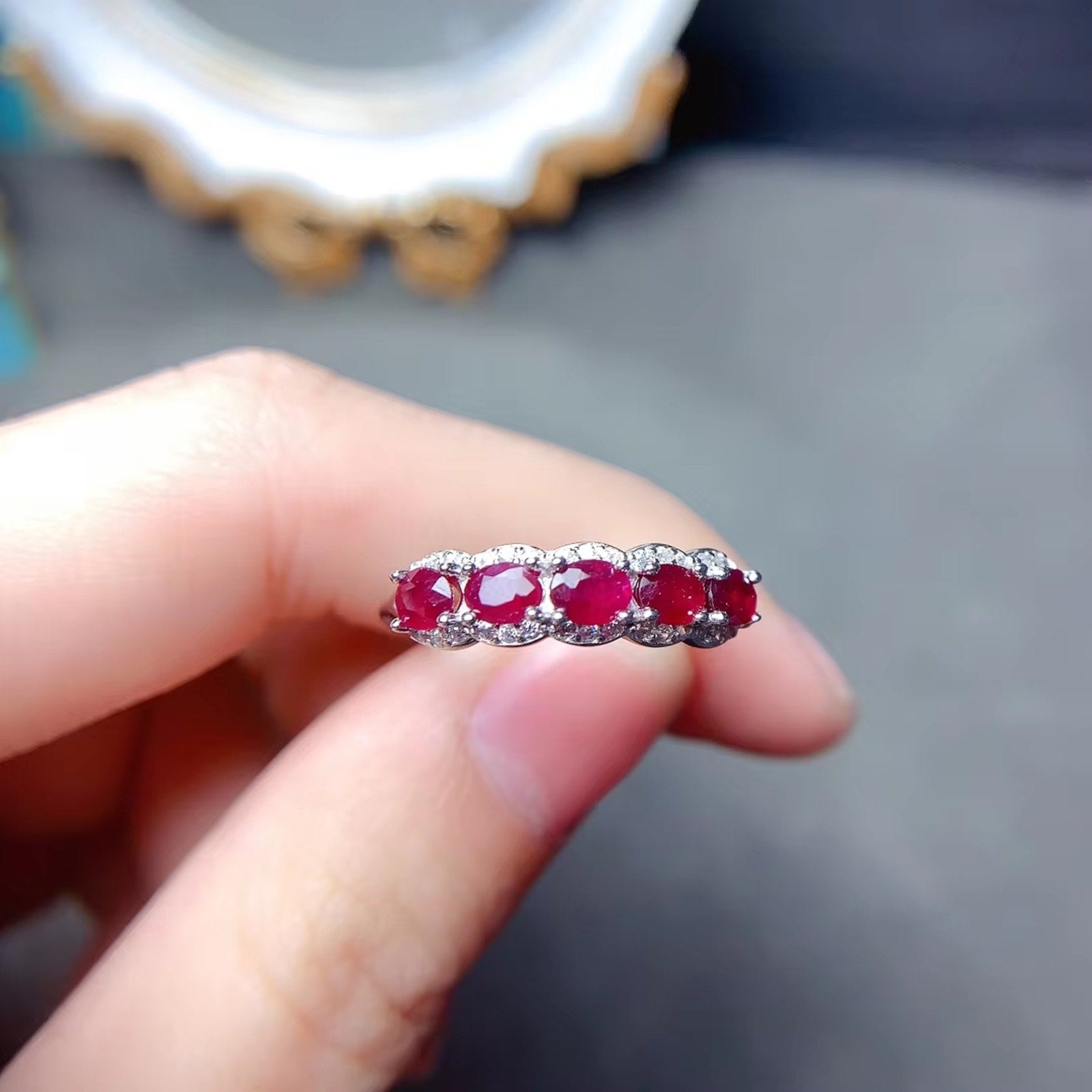 1 Ct Natural Ruby Engagement Awesome Band Ring 925 Sterling Silver