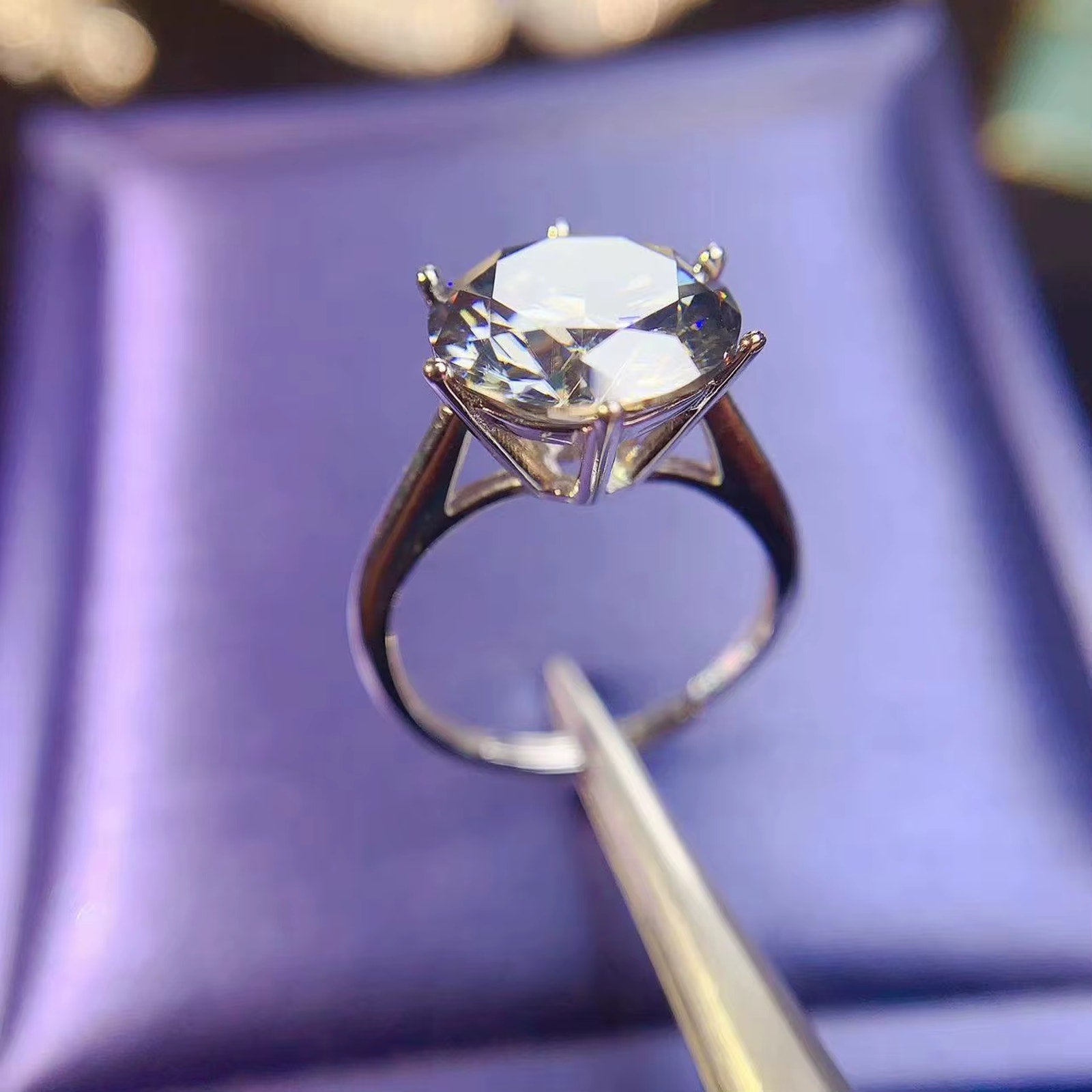 Moissanite Ring, Moissanite, VVS1 Miossanite, Gray Moissanite, White Moissanite, Solitaire Moissanite Ring, Round Brilliant Cut Moissanite Ring, Moissanite Ring, Round Brilliant Cut, 5 Carat Moissanite Ring, Moissanite Jewelry