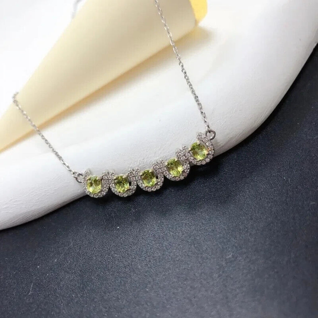 Peridot Birthstone Clavicle Chain Necklace 3x4mm