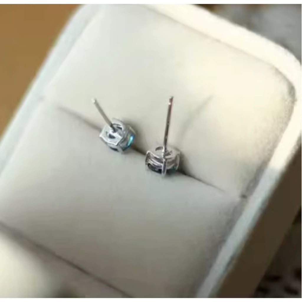 London Blue Topaz Stud Earrings Round 5mm VVS Grade 925 Sterling Silver