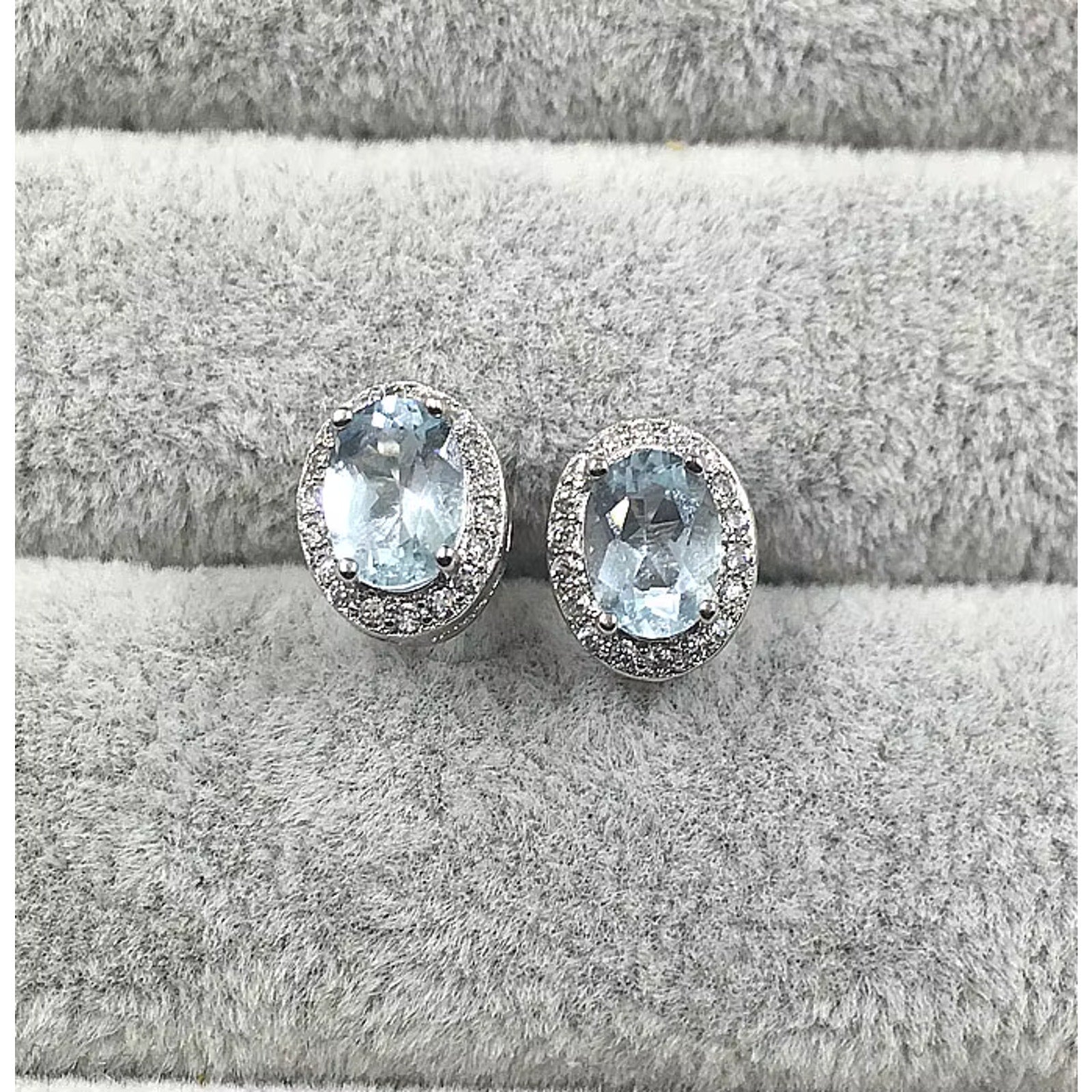 1CT Natural Aquamarine Earrings 925 Sterling Silver, Aquamarine Stud Earrings