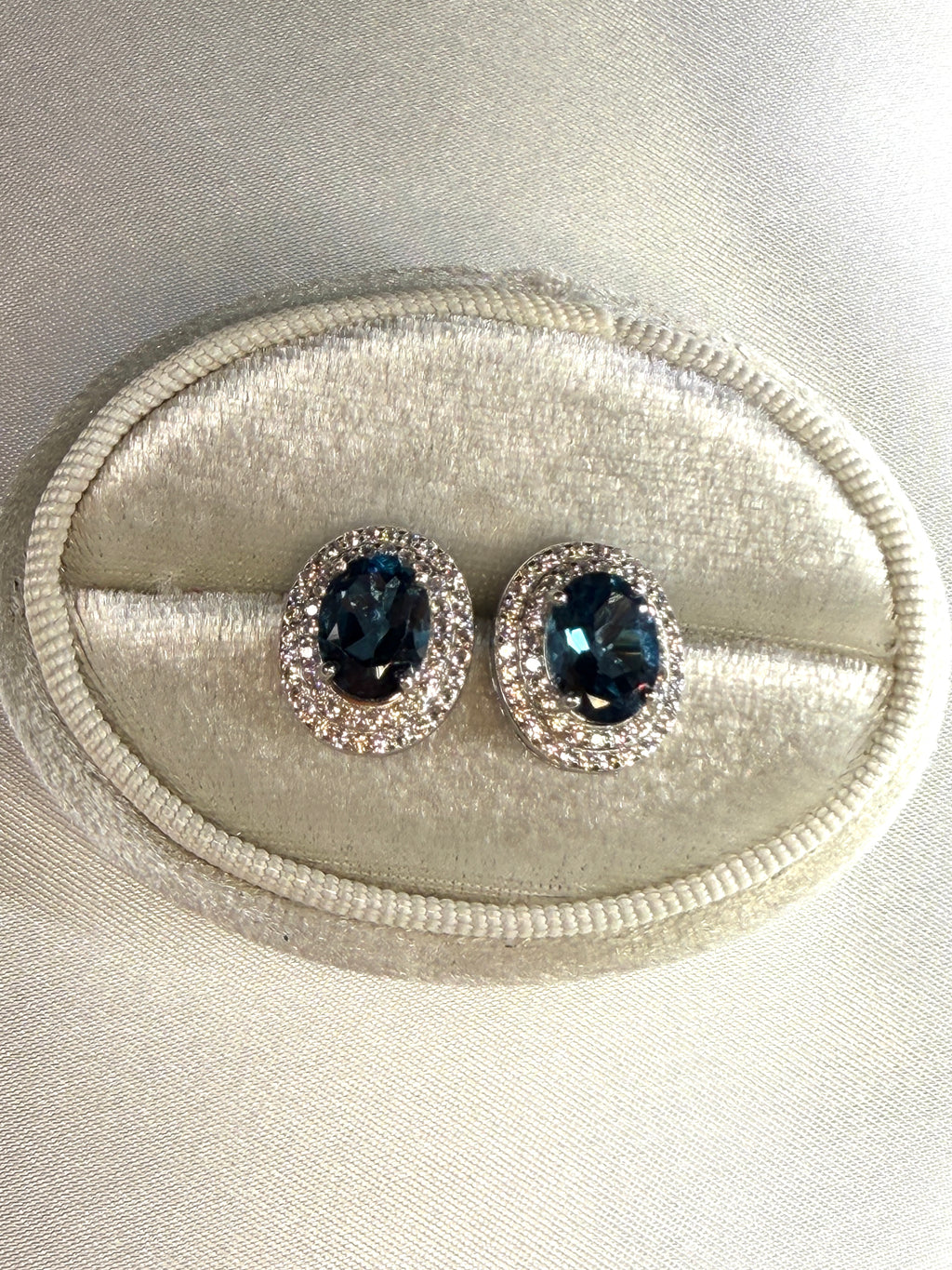 London Blue Topaz Cluster Stud Earrings 5x7mm