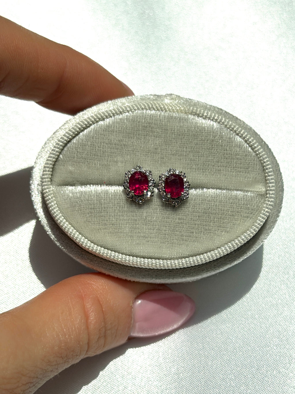 January Birthstone Ruby Stud Earrings 4x5mm