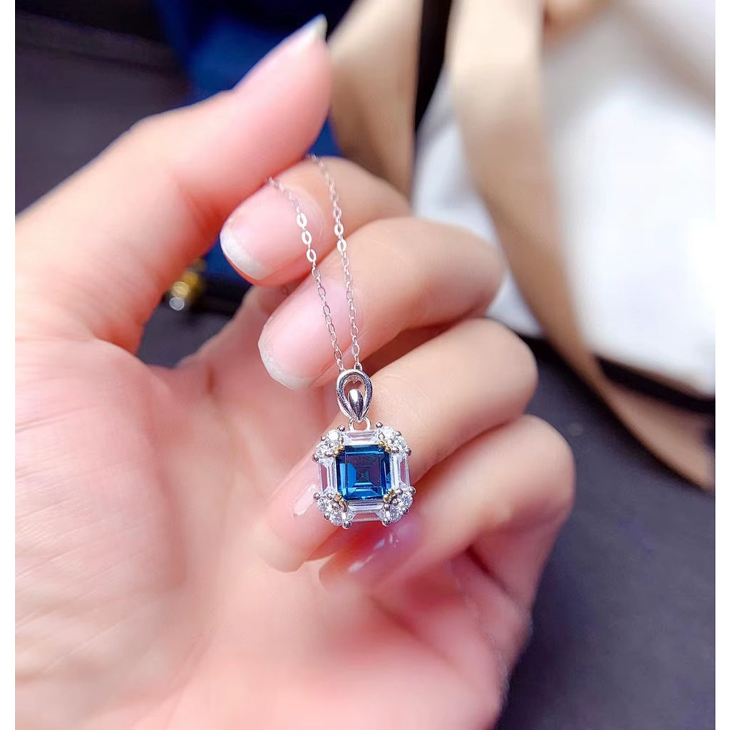 Asscher Cut London Blue Topaz Jewelry Set 925 Sterling Silver, London Blue Topaz