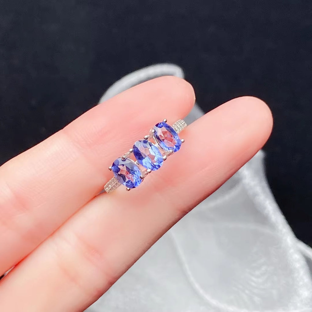 Tanzanite Ring, Natural Tanzanite Sterling Silver Ring, Purple Tanzanite Ring