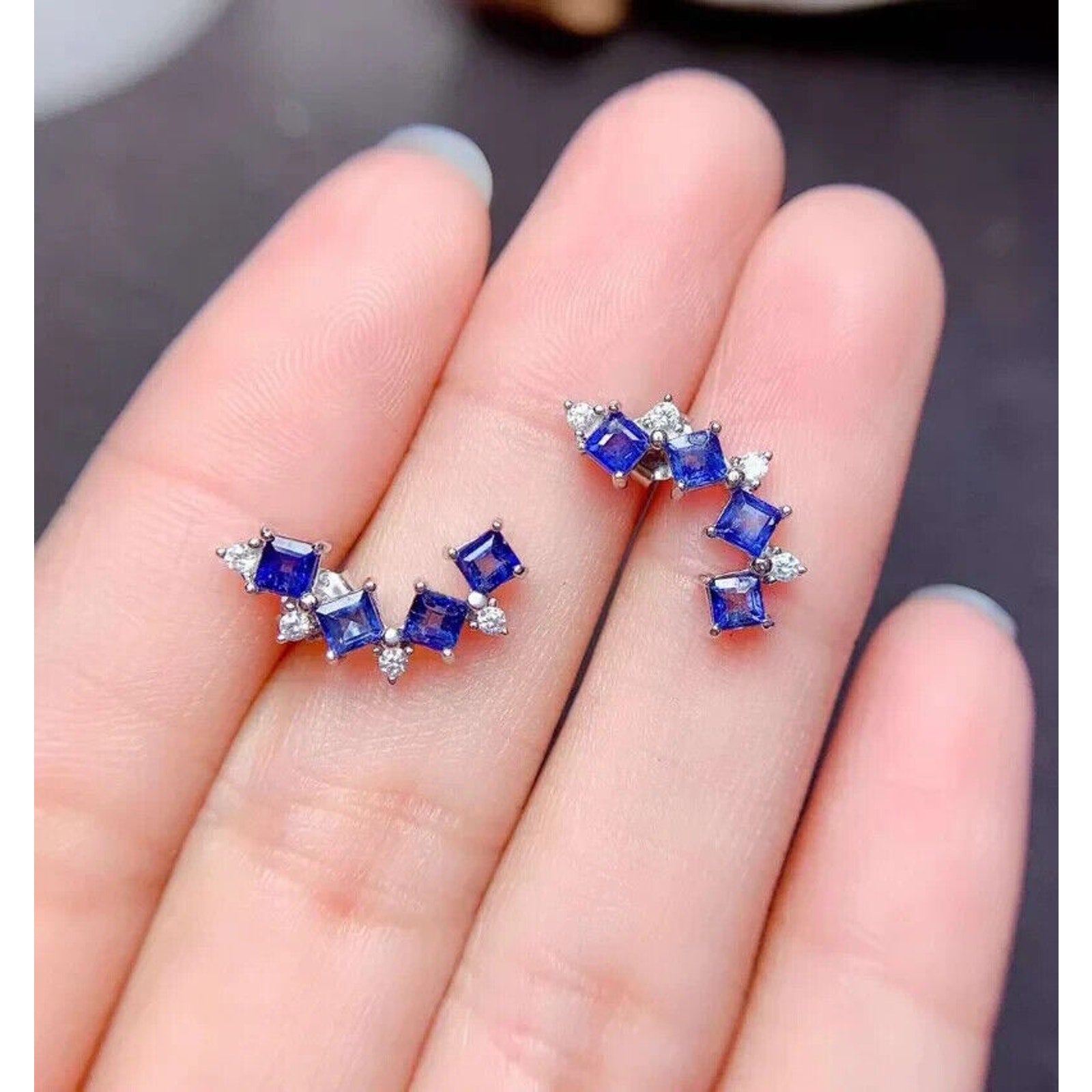 Sapphire Earrings, Natural Sapphire Stud Earrings, Sapphire Stud Earrings, Sterling Silver Sapphire Earrings, Sapphire, Natural Sapphire Earrings, 925 Sterling Silver, Blue Sapphire Earrings, Natural Blue Sapphire Earrings, Natural Blue Sapphire, Blue Sapphire, Bright Blue Sapphire, 925 Sterling Silver, Sapphire Earrings, Dainty, Dainty Stud Earrings, Dainty Sapphire Earrings, Women’s Sapphire Earrings, Anniversary Gift Sapphire, Sapphire September Birthstone, September Birthstone Sapphire, Sapphire Studs