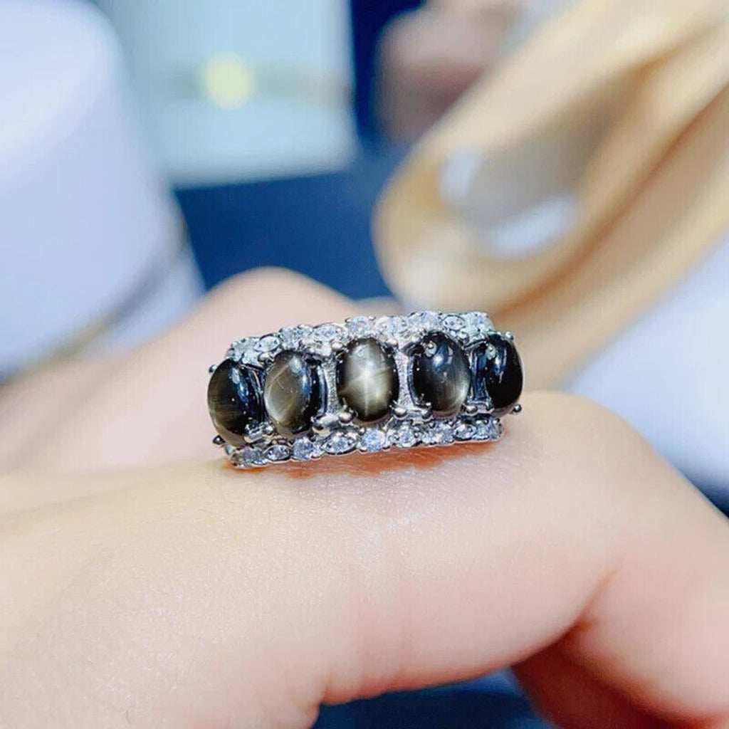 Star Sapphire, Natural Star Sapphire Ring, Star Light Sapphire Band Ring Genuine