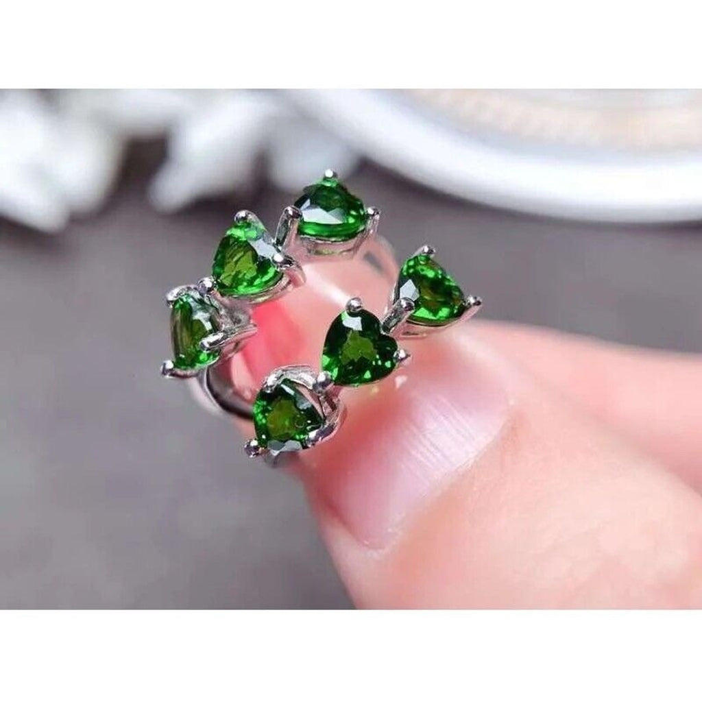 Chrome Diopside Heart Shape Hoop Earrings, Green Gemstone Hoop Earrings 4mm