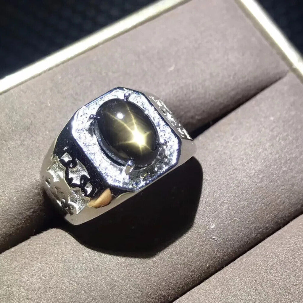 Star Sapphire, Men's Star Sapphire Ring, Star Light Sapphire Ring 9x11mm, 4CT