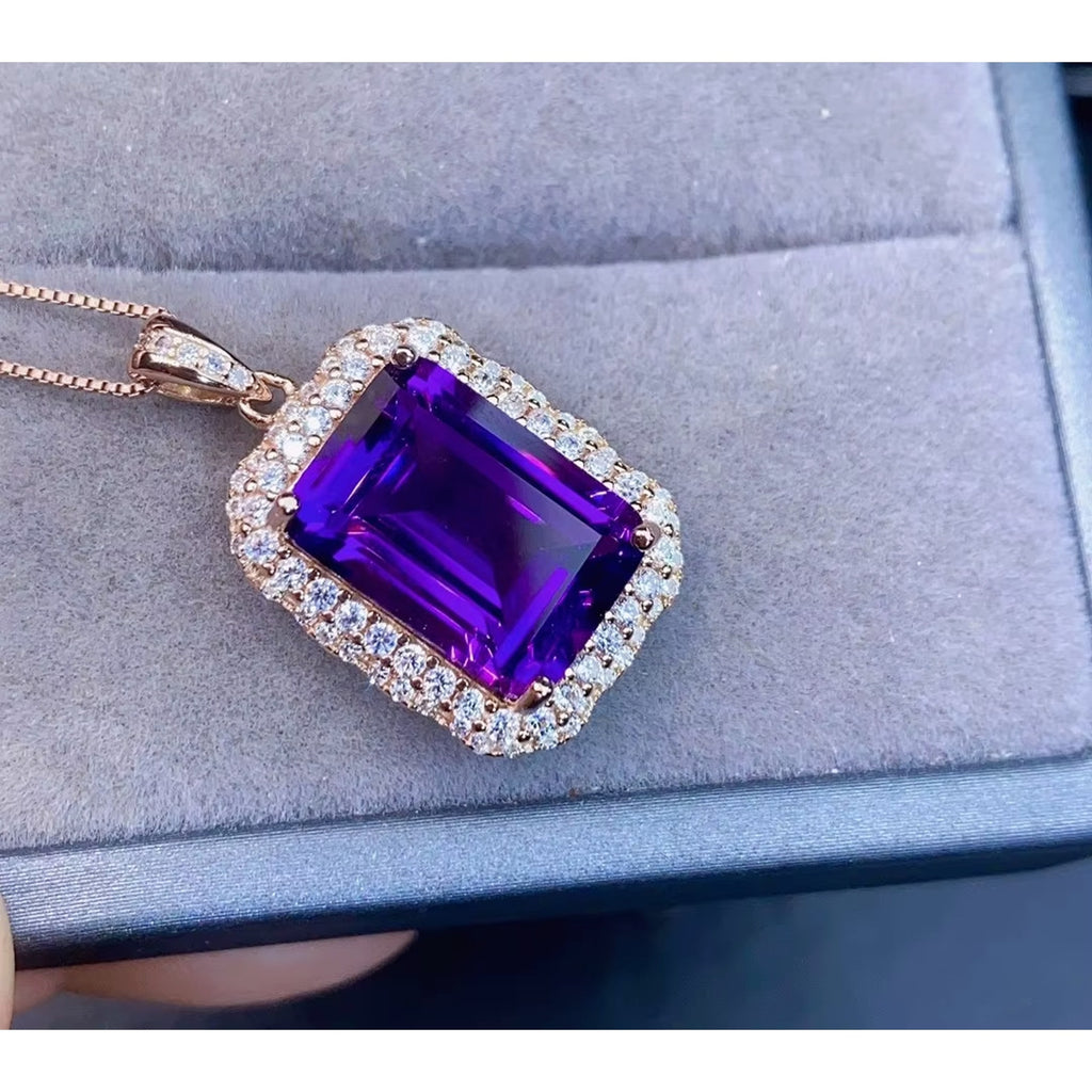 Natural Amethyst Jewelry Set 10x14mm 15 CT Total