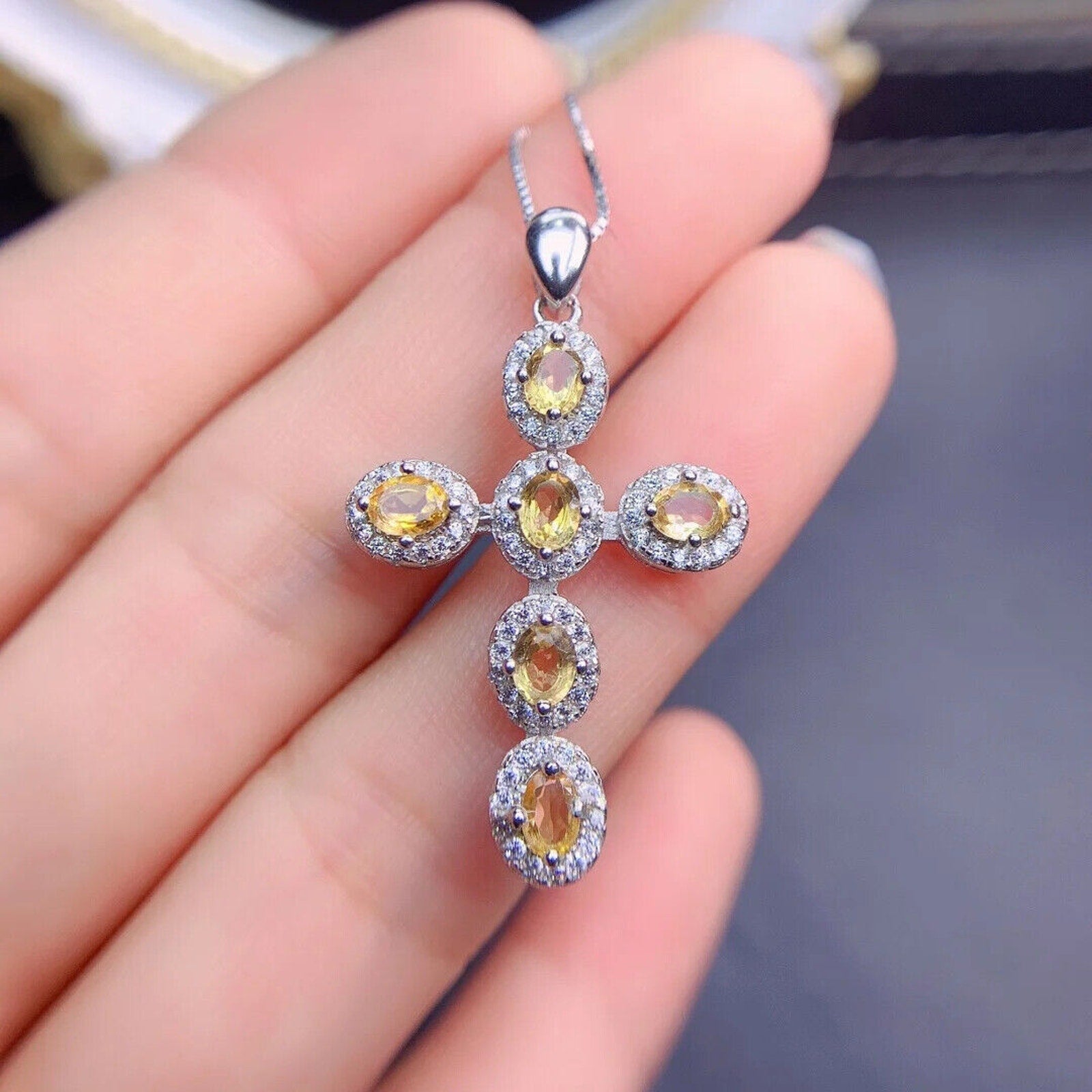 Natural Gemstone Cross Necklace, Ruby, Sapphire, Emerald, Moonstone, Aquamarine