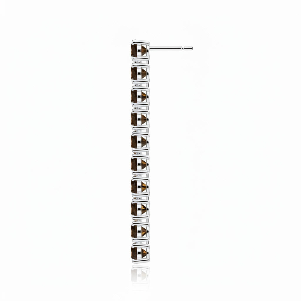 Side view showing the gemstone settings of Natural Smoky Quartz dangle earrings