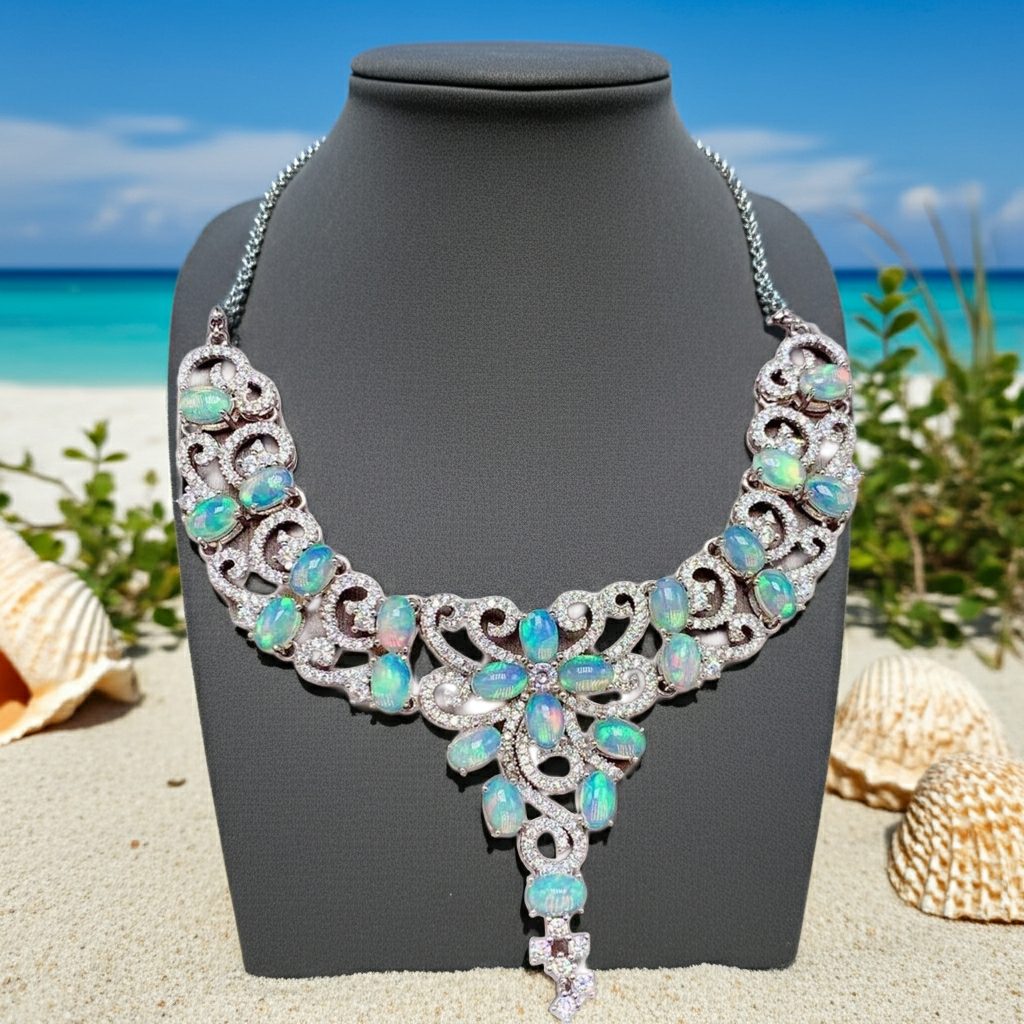 Australian White Opal Statement Necklace, Women's White Opal Statement Necklace