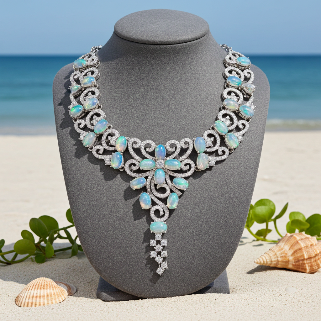 Australian White Opal Statement Necklace, Women's White Opal Statement Necklace