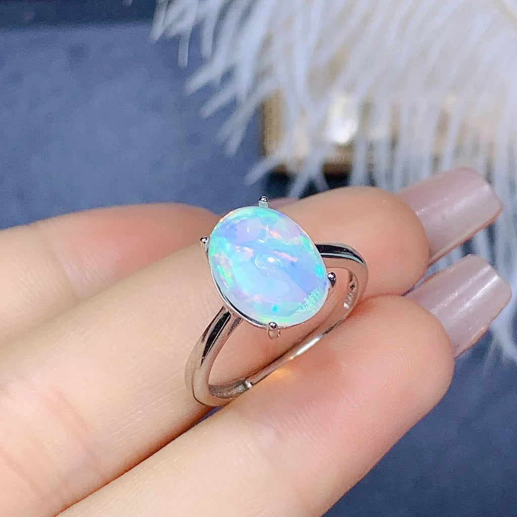 Natural Fire Opal Gemstone Ring, Women'sSterling Silver Opal Rings