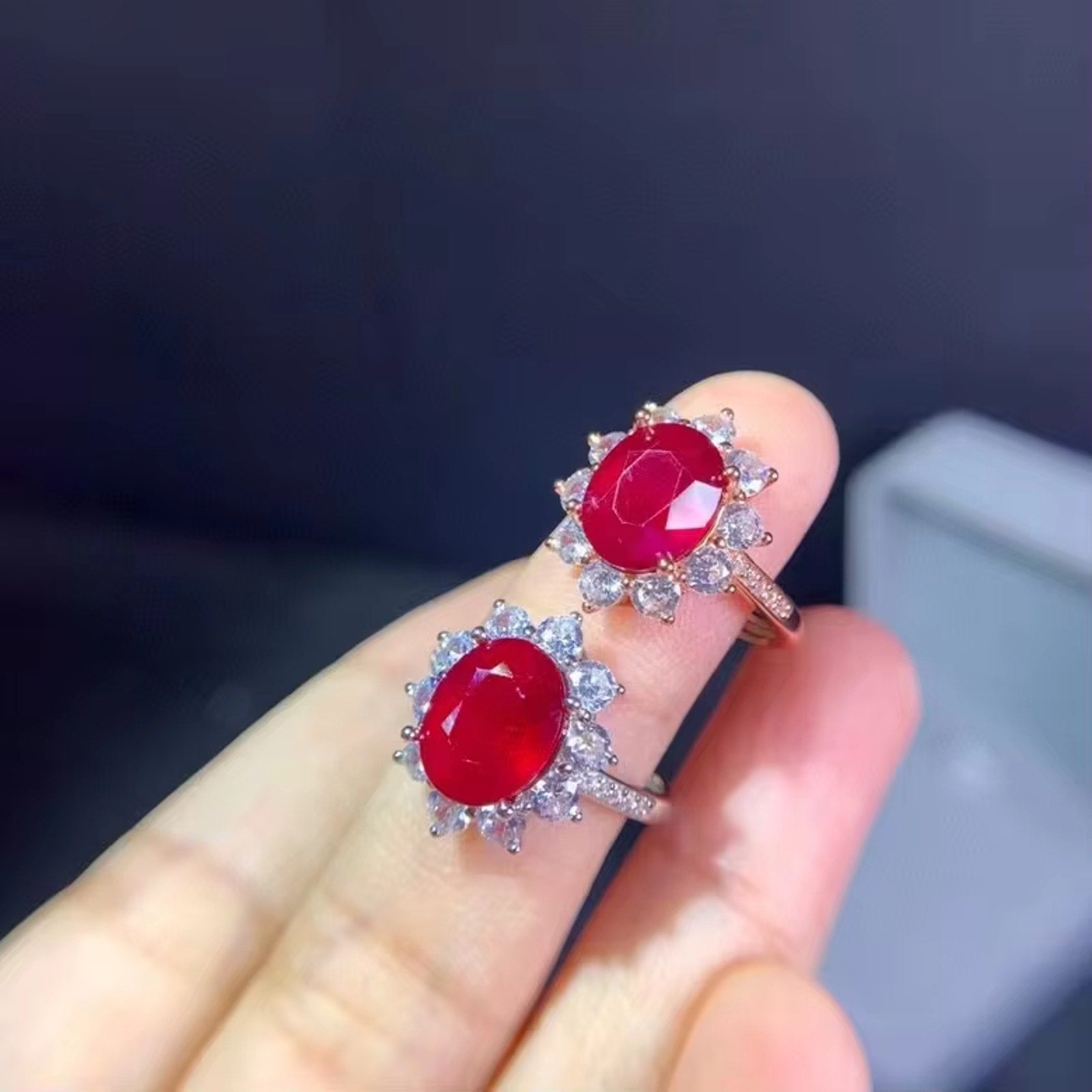 Genuine Burma Ruby Ring, Women's Ruby Ring 8x10mm, Natural Ruby Ring