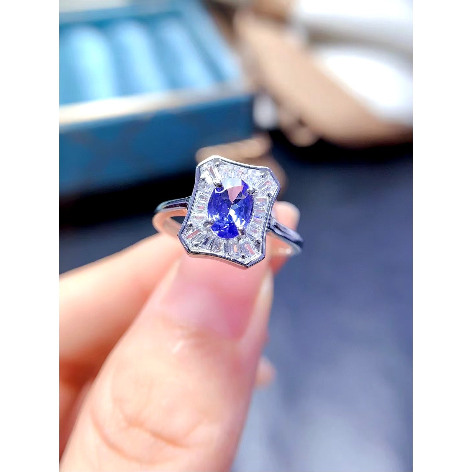 Purple Tanzanite Jewelry Set, Natural Purple Tanzanite Jewelry 925 Sterling