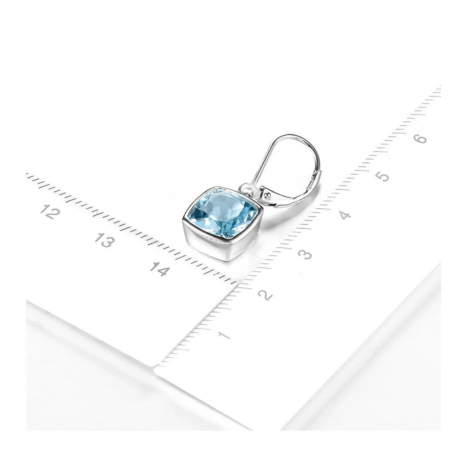 Sky Blue Topaz Bezel Set Dangle Earrings 9mm