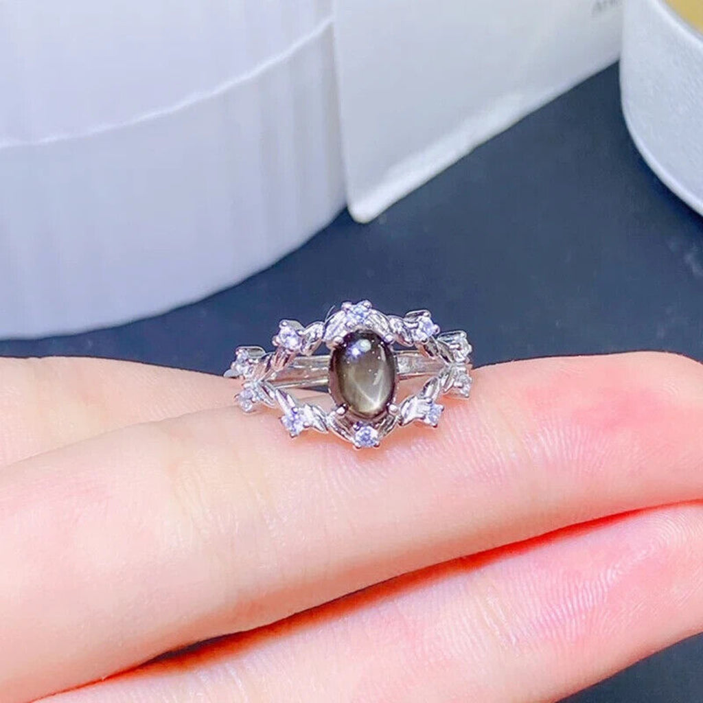 Star Sapphire, Natural Star Sapphire Ring, Star Light Sapphire Ring 5x7mm