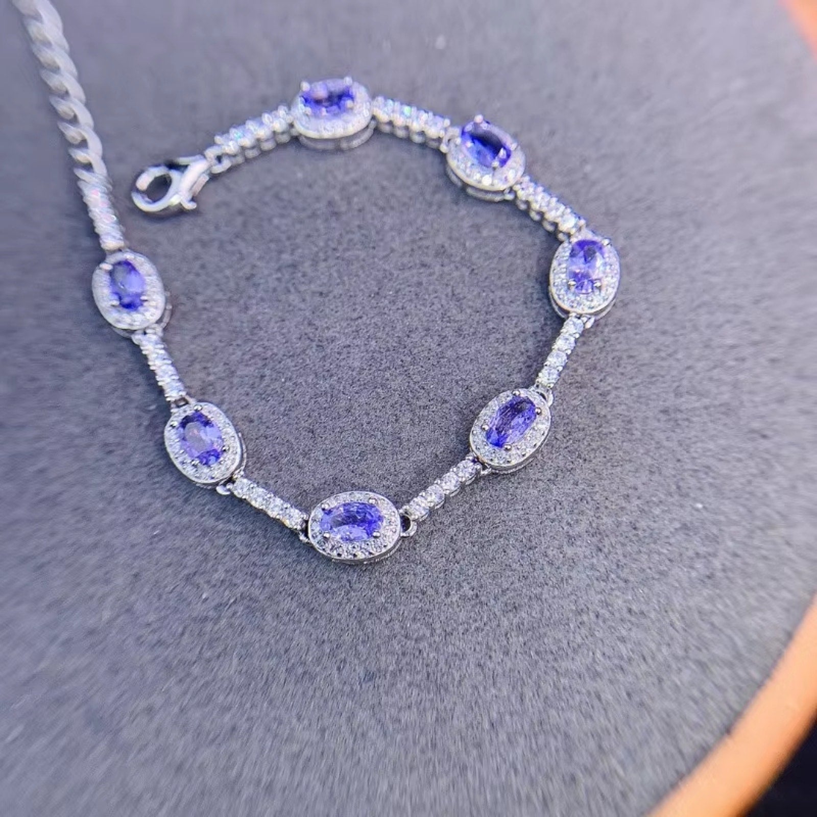 Purple Tanzanite Bracelet, Natural Tanzanite Tennis Bracelet Sterling Silver