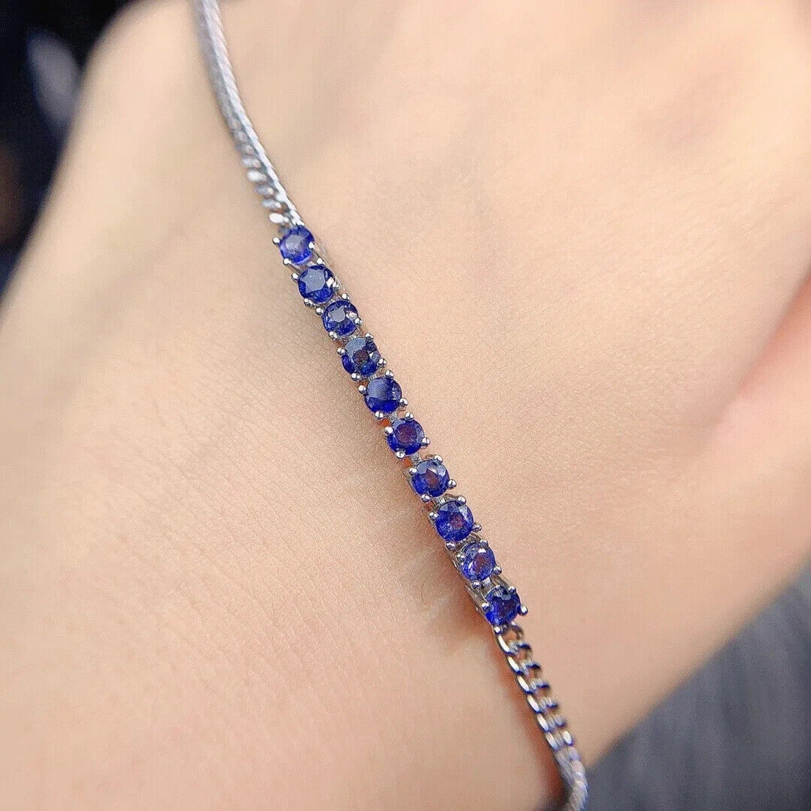 Bright Blue Sapphire Cuban Chain Bracelet, Women's Sterling Silver Sapphire Bracelet, Sapphire Bracelet, Natural Sapphire Bracelet, Women's Sapphire Tennis Bracelet, Women's Sapphire Bracelet, Sapphire Gemstone Bracelet, Sterling Silver Sapphire Bracelet, Natural Sapphire Jewelry, September Birthstone Sapphire, Blue Sapphire Bracelet, Blue Sapphire Bracelet, Women's Sapphire Jewelry, September Birthstone Jewelry, September Birthstone, Sapphire Meaning, Sapphire Metaphysical Properties, Bright Blue Sapphire