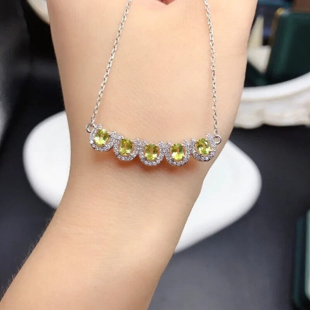 Peridot Birthstone Clavicle Chain Necklace 3x4mm