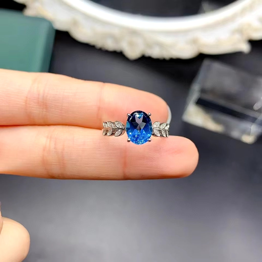 2CT VVS London Blue Topaz Ring Platinum Plated London Blue Topaz