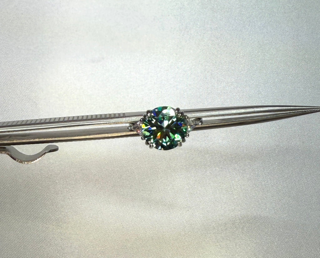 VVS1 5 Carat Green Moissanite Cocktail Ring Platinum Plated