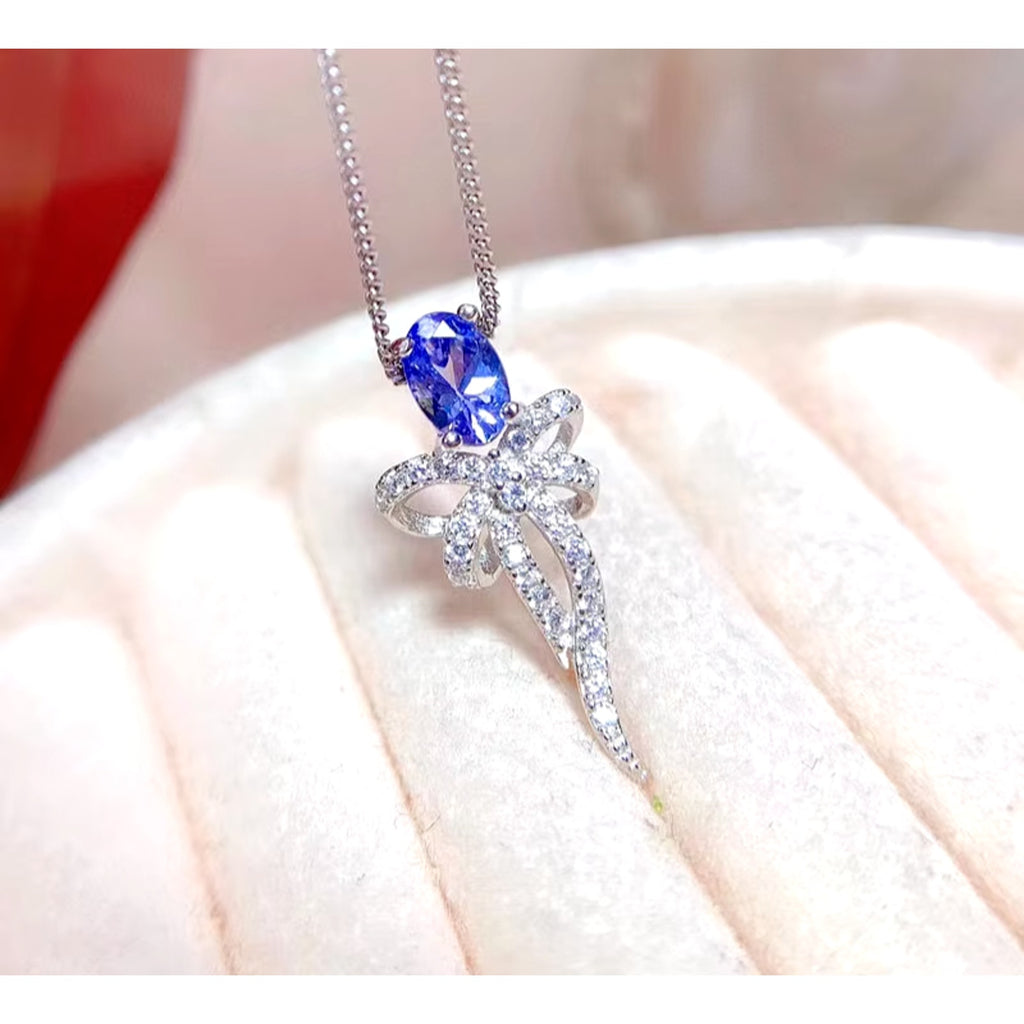 Purple Tanzanite Pendant Necklace, Natural Tanzanite Necklace For Women