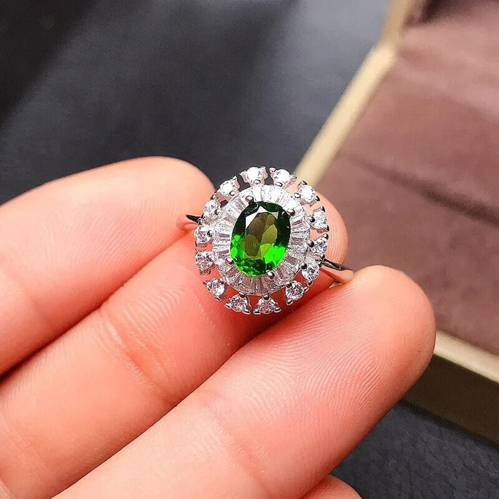Women's Chrome Diopside Cocktail Ring, Natural Chrome Diopside Ring