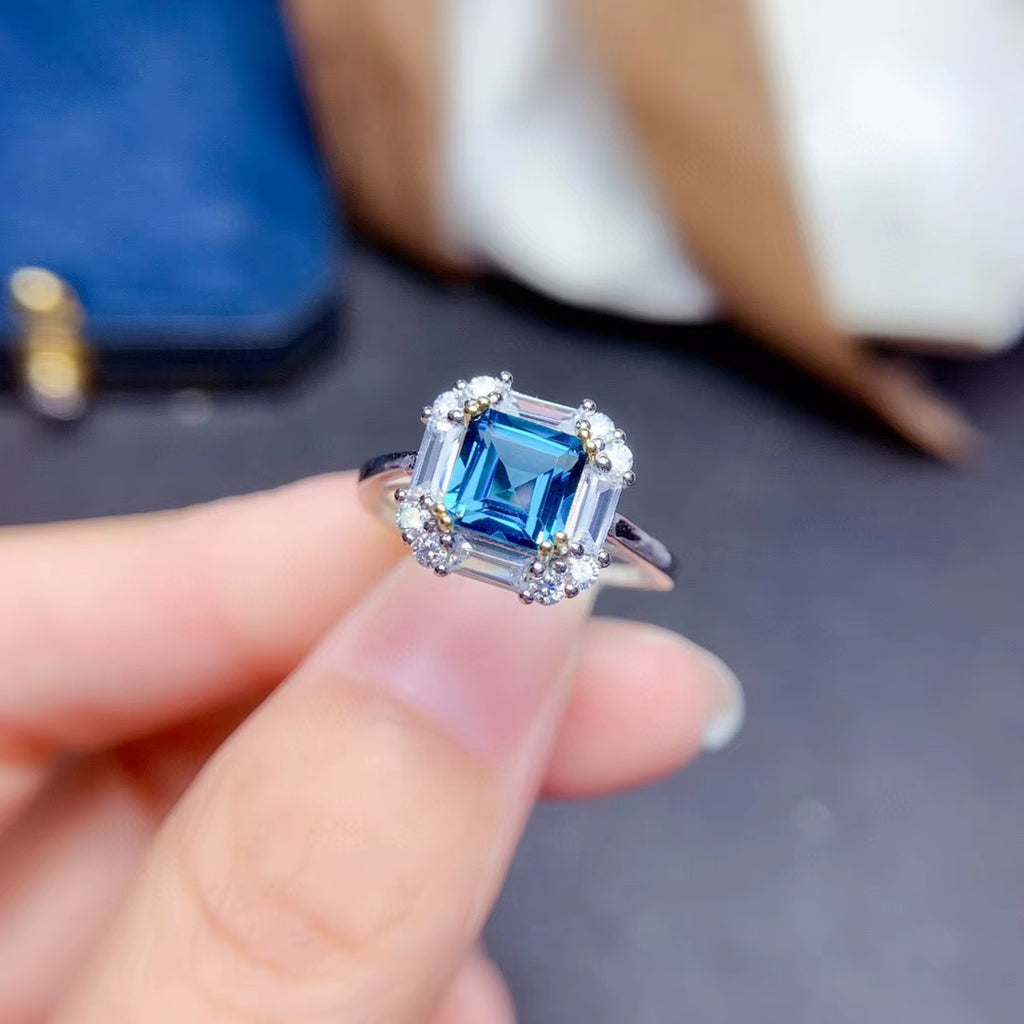 Asscher Cut London Blue Topaz Jewelry Set 925 Sterling Silver, London Blue Topaz