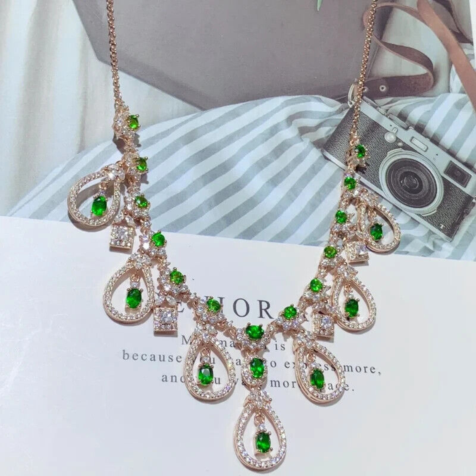 Chrome Diopside Statement Necklace, Chrome Diopside Collar Bib Necklace