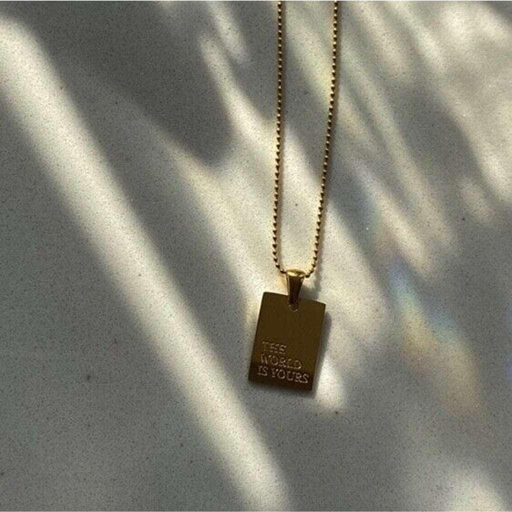 18k Gold Plated Hip Hip Message Necklace "Love Each Other More", Au750