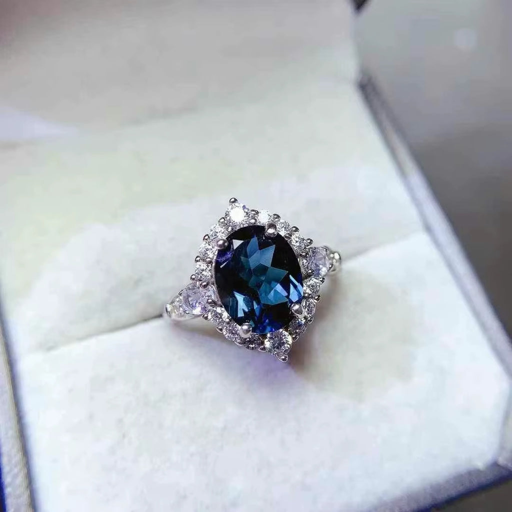 2CT London Blue Topaz Gemstone Ring 925 Sterling Silver Oval Cut 7x9mm