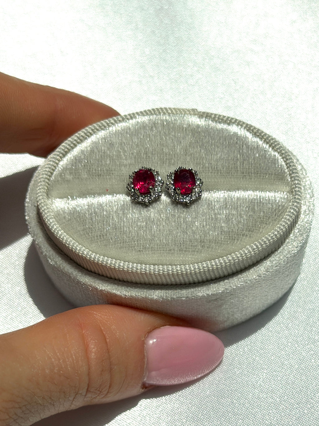 January Birthstone Ruby Stud Earrings 4x5mm