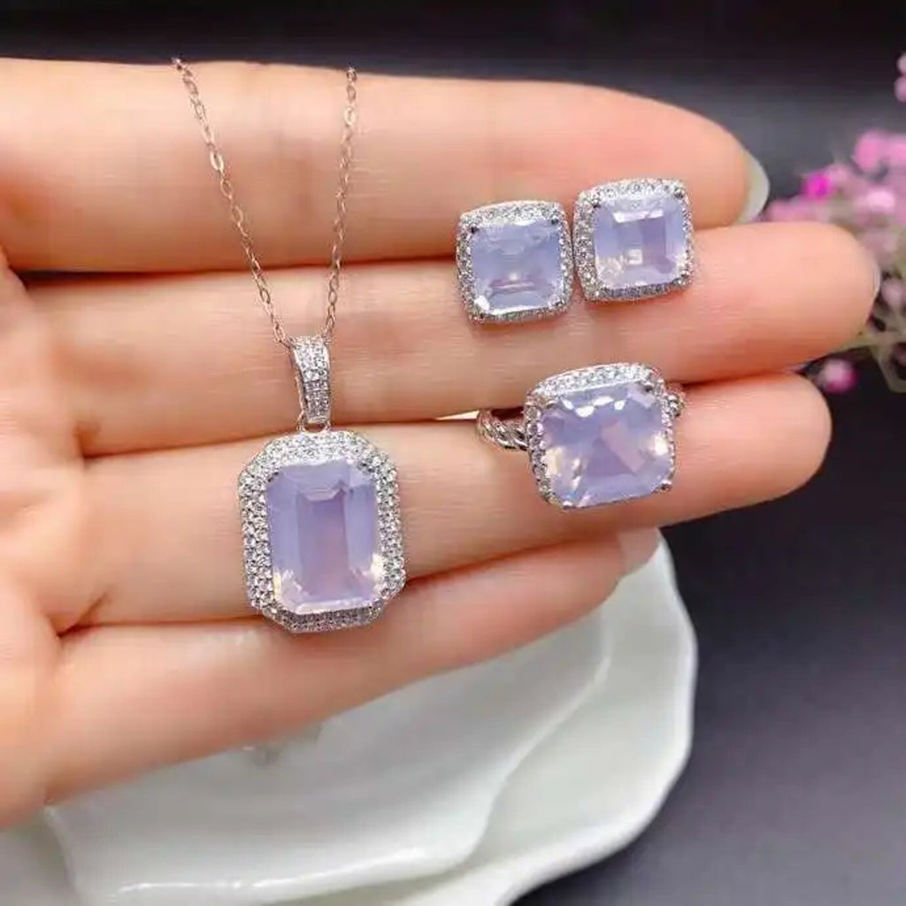 Lavender Amethyst Jewelry Set, Natural Amethyst Jewelry For Women