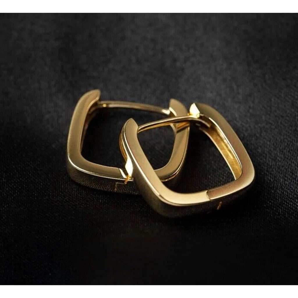 18k Yellow Gold Square Shaped Hoop Earrings, 2.5g 18k Yellow Gold Hoop Earrings