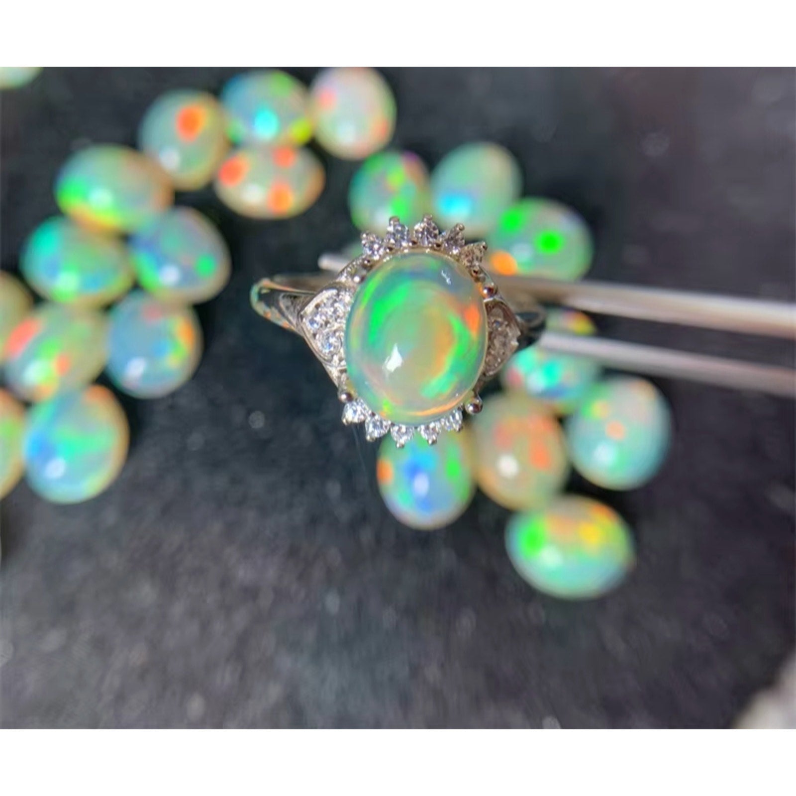 Natural Fire Opal Ring, Genuine Fire Opal Ring Sterling Silver 8x10mm