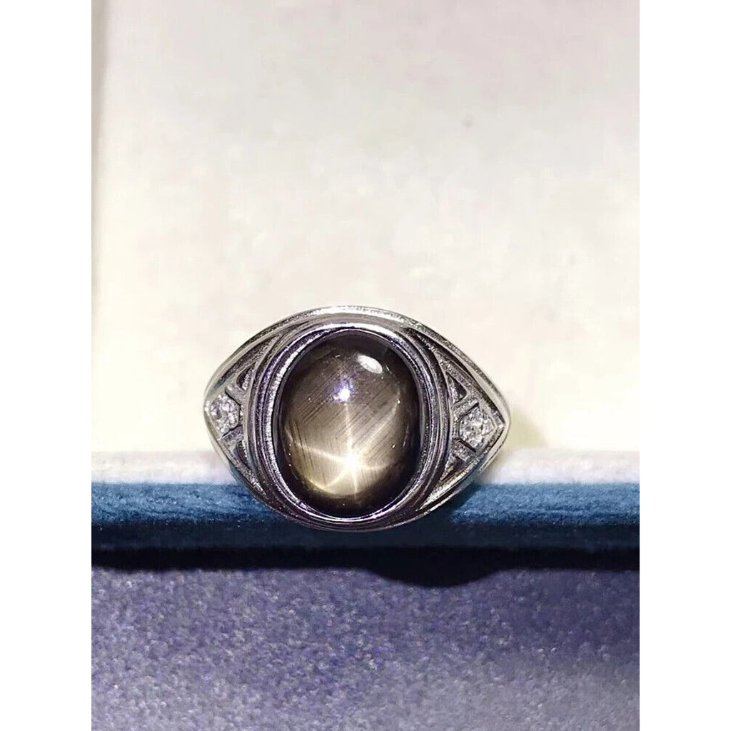 Star Sapphire, Men's Star Sapphire Ring, Star Light Sapphire Ring 9x11 4CT