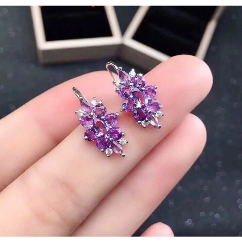 Amethyst Sterling Sterling Silver Earrings, Amethyst Earrings, Purple Amethyst