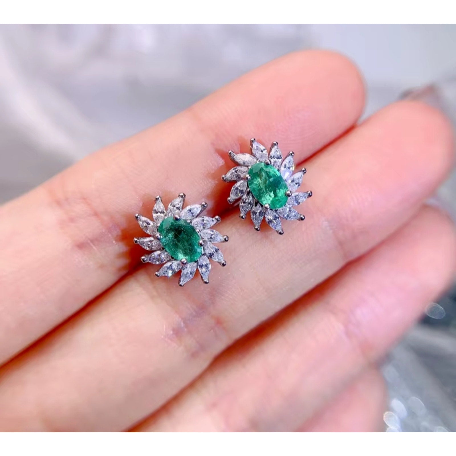 Emerald Earrings, Natural Emerald, Natural Emerald Earrings, Gold Emerald Earrings, Silver Emerald Earrings, Rose Gold Emerald Earrings, Genuine Emerald Earrings, Natural Emerald Jewelry, Emerald Cluster Stud Earrings, Emerald Statement Earrings, Emerald Stud Earrings, Sterling Silver Emerald Earrings, May Birthstone Emerald, Anniversary Gift Emerald, Emerald Jewelry For Women, Gift For Wife Emerald