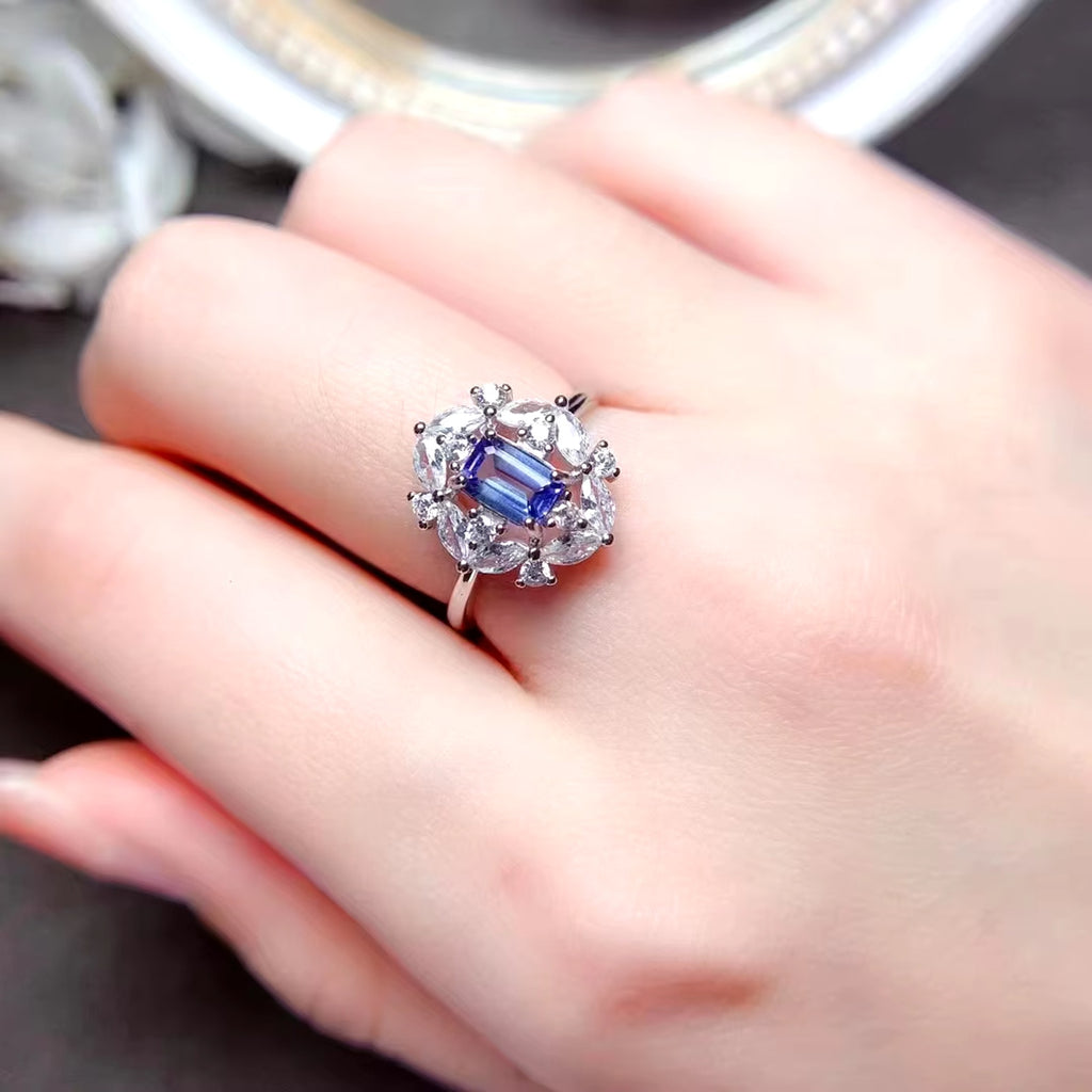 Purple Tanzanite Ring, Natural Tanzanite Rings For Women Sterling Silver