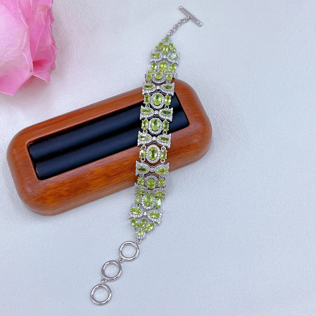 Women's Peridot Multilayer Tennis Bracelet, Natural Peridot Bracelet